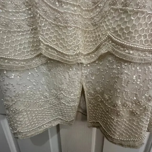 Vintage Brilliante by J.A. Women's Silk Sequined Beaded Crew Neck Dress Size 2X - Picture 9 of 11